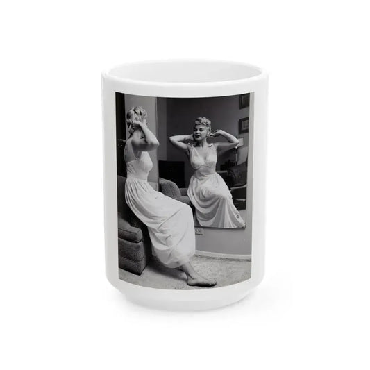 Barbara Nichols #577 (Vintage Female Icon) White Coffee Mug 15oz - Go Mug Yourself