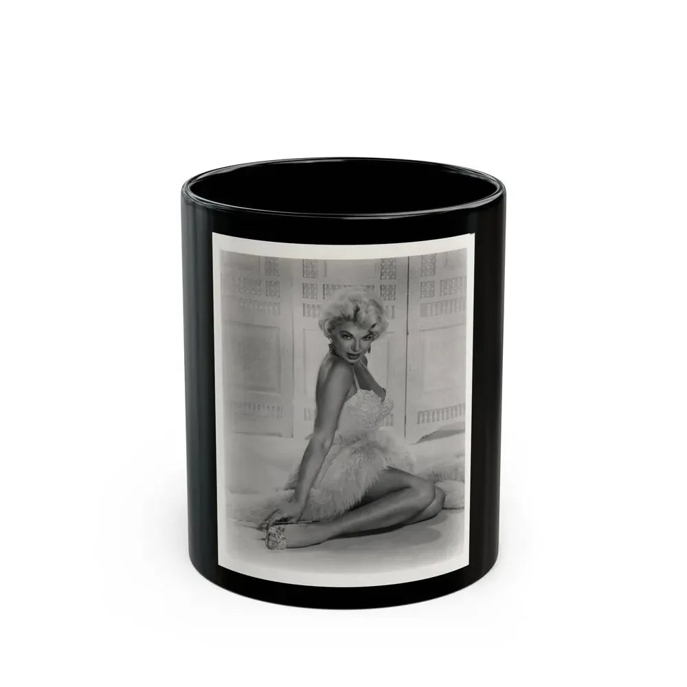Barbara Nichols #579 - 8x10 B&W Full Body Irving Klaw Negative Re-Strike Glamour Photo from 50's (Vintage Female Icon) Black Coffee Mug 11oz - Go Mug Yourself