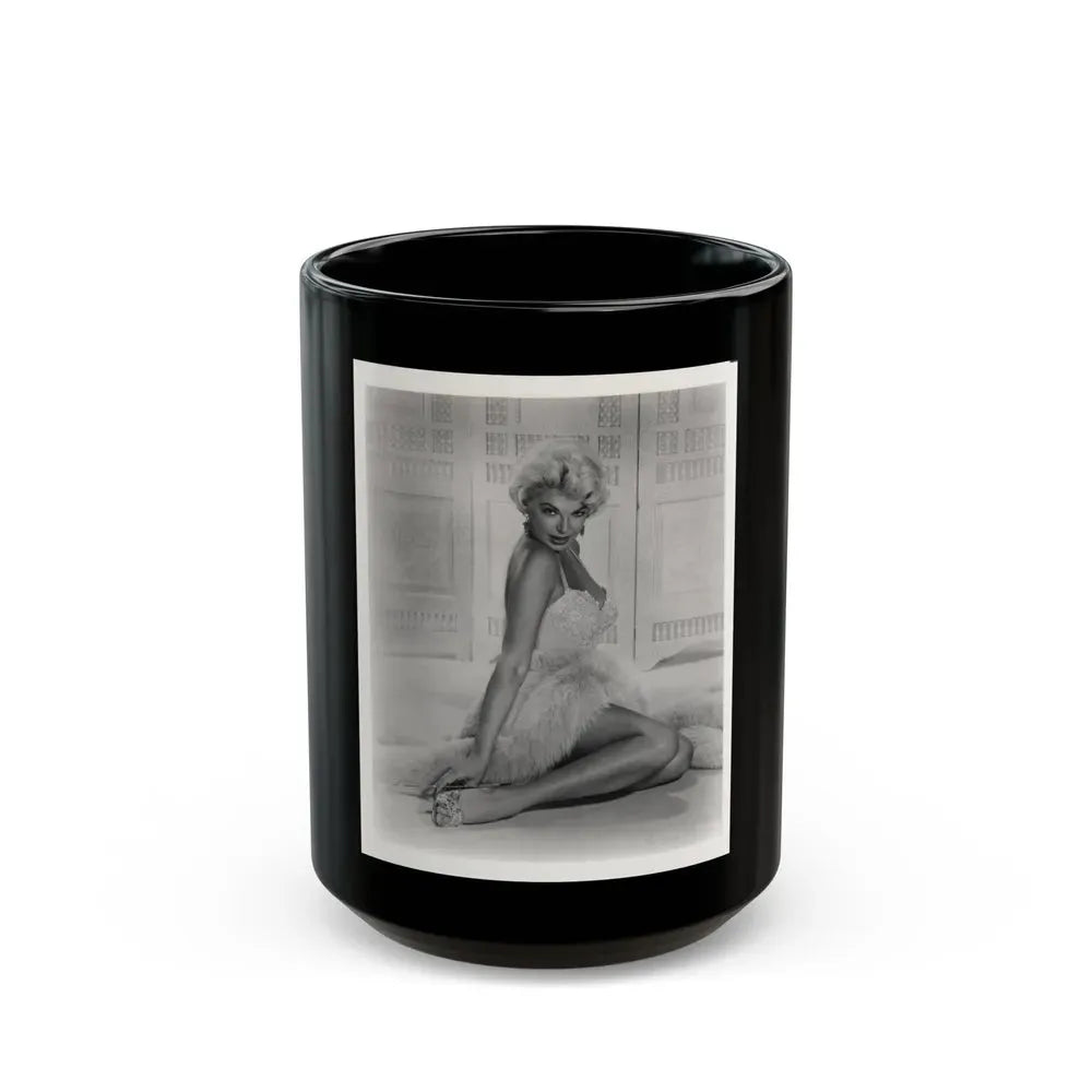Barbara Nichols #579 - 8x10 B&W Full Body Irving Klaw Negative Re-Strike Glamour Photo from 50's (Vintage Female Icon) Black Coffee Mug 15oz - Go Mug Yourself