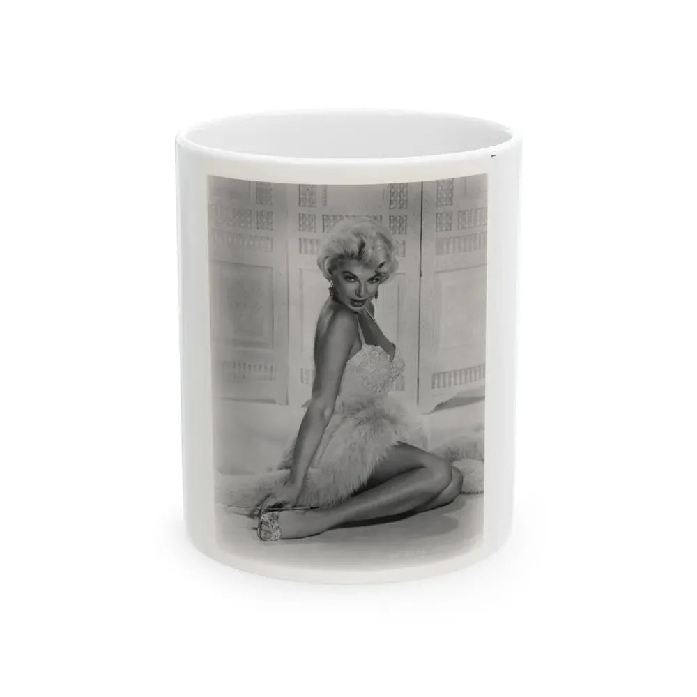 Barbara Nichols #579 - 8x10 B&W Full Body Irving Klaw Negative Re-Strike Glamour Photo from 50's (Vintage Female Icon) White Coffee Mug 11oz - Go Mug Yourself