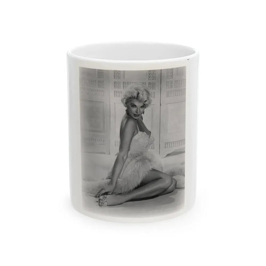 Barbara Nichols #579 - 8x10 B&W Full Body Irving Klaw Negative Re-Strike Glamour Photo from 50's (Vintage Female Icon) White Coffee Mug 11oz - Go Mug Yourself