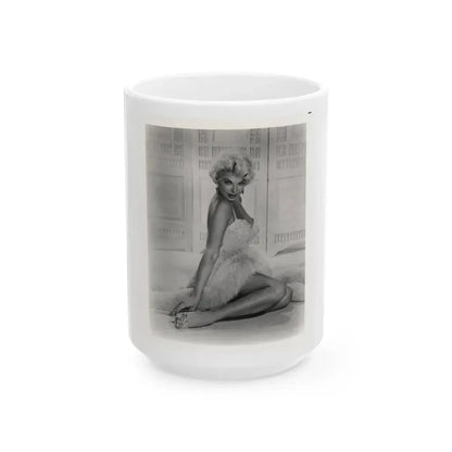 Barbara Nichols #579 - 8x10 B&W Full Body Irving Klaw Negative Re-Strike Glamour Photo from 50's (Vintage Female Icon) White Coffee Mug 15oz - Go Mug Yourself