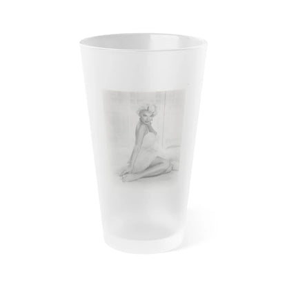 Barbara Nichols #579 - 8x10 B&W Full Body Irving Klaw Negative Re-Strike Glamour Photo from 50's (Vintage Female Icon) Frosted Pint Glass 16oz-16oz-Frosted-Go Mug Yourself