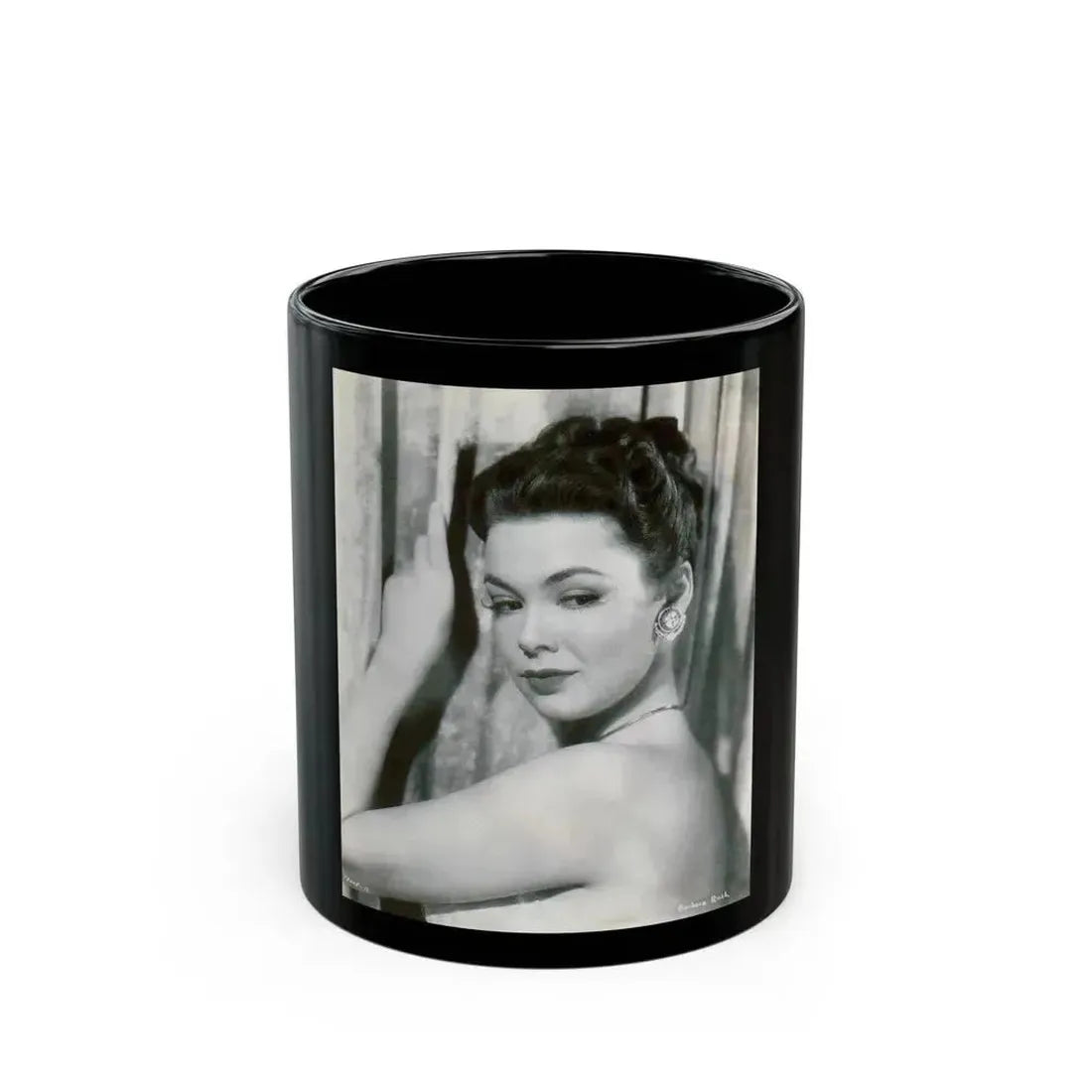 Barbara Rush #04 (Vintage Female Icon) Black Coffee Mug 11oz - Go Mug Yourself