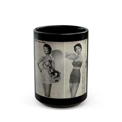 Barbara Rush #05 - 2 B&W Photos & Short Article from Modern Screen Mag. July '55 (Vintage Female Icon) Black Coffee Mug 15oz - Go Mug Yourself