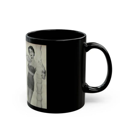 Barbara Rush #05 - 2 B&W Photos & Short Article from Modern Screen Mag. July '55 (Vintage Female Icon) Black Coffee Mug - Go Mug Yourself