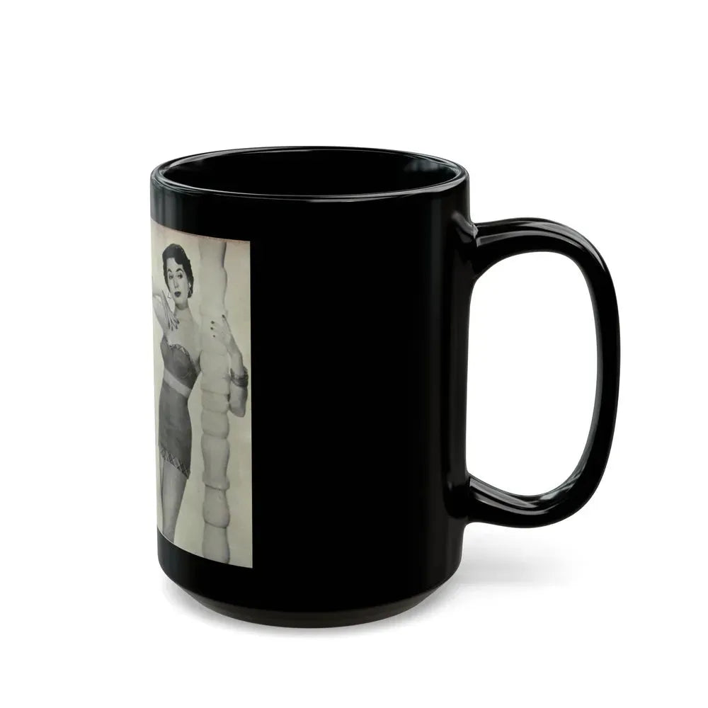 Barbara Rush #05 - 2 B&W Photos & Short Article from Modern Screen Mag. July '55 (Vintage Female Icon) Black Coffee Mug - Go Mug Yourself