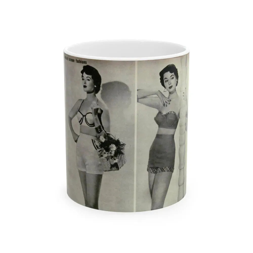Barbara Rush #05 - 2 B&W Photos & Short Article from Modern Screen Mag. July '55 (Vintage Female Icon) White Coffee Mug 11oz - Go Mug Yourself