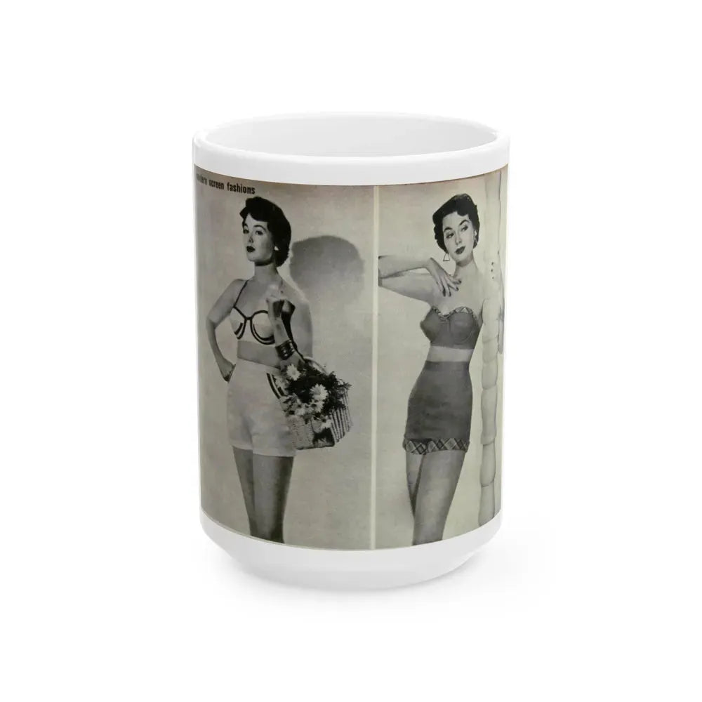 Barbara Rush #05 - 2 B&W Photos & Short Article from Modern Screen Mag. July '55 (Vintage Female Icon) White Coffee Mug 15oz - Go Mug Yourself