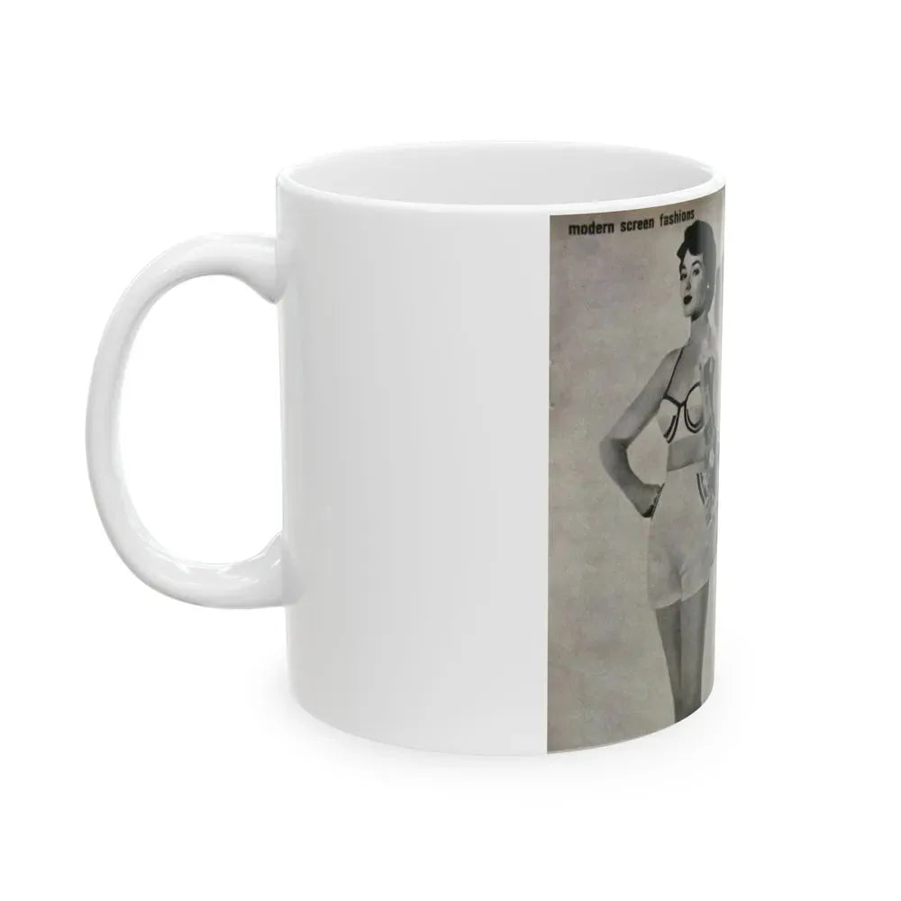 Barbara Rush #05 - 2 B&W Photos & Short Article from Modern Screen Mag. July '55 (Vintage Female Icon) White Coffee Mug - Go Mug Yourself