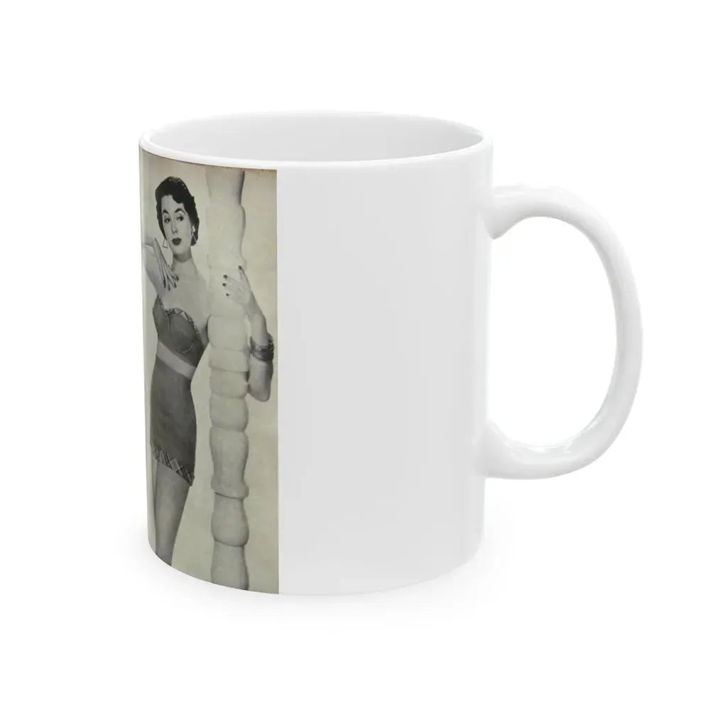 Barbara Rush #05 - 2 B&W Photos & Short Article from Modern Screen Mag. July '55 (Vintage Female Icon) White Coffee Mug - Go Mug Yourself