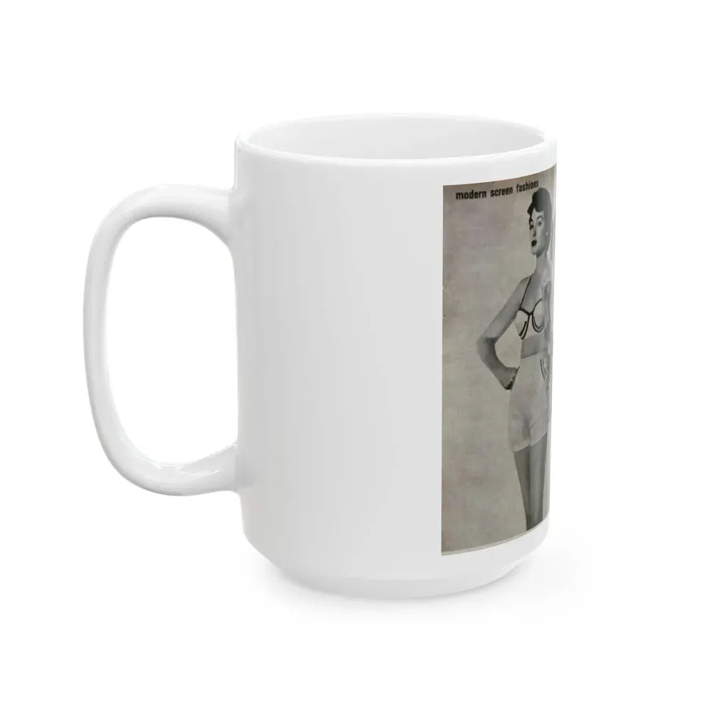 Barbara Rush #05 - 2 B&W Photos & Short Article from Modern Screen Mag. July '55 (Vintage Female Icon) White Coffee Mug - Go Mug Yourself
