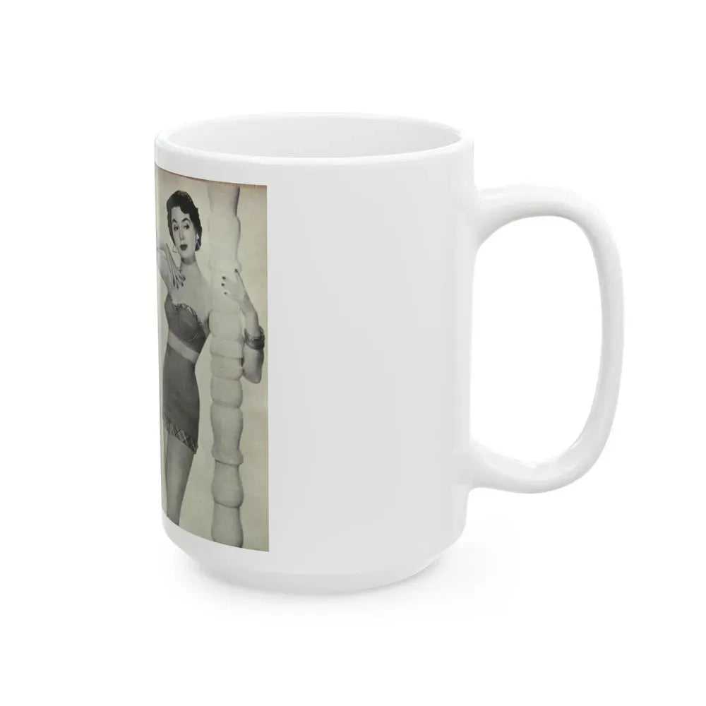 Barbara Rush #05 - 2 B&W Photos & Short Article from Modern Screen Mag. July '55 (Vintage Female Icon) White Coffee Mug - Go Mug Yourself