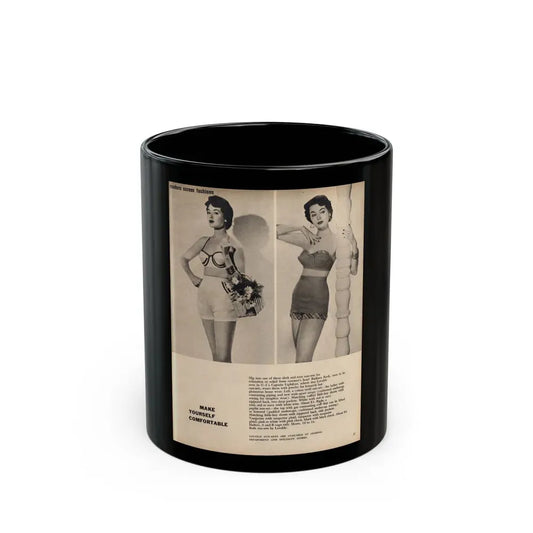 Barbara Rush #05 - 2 B&W Photos & Short Article from Modern Screen Mag. July '55_1 (Vintage Female Icon) Black Coffee Mug 11oz - Go Mug Yourself