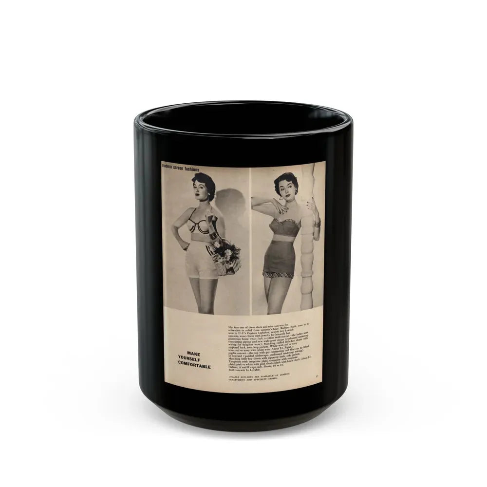 Barbara Rush #05 - 2 B&W Photos & Short Article from Modern Screen Mag. July '55_1 (Vintage Female Icon) Black Coffee Mug 15oz - Go Mug Yourself