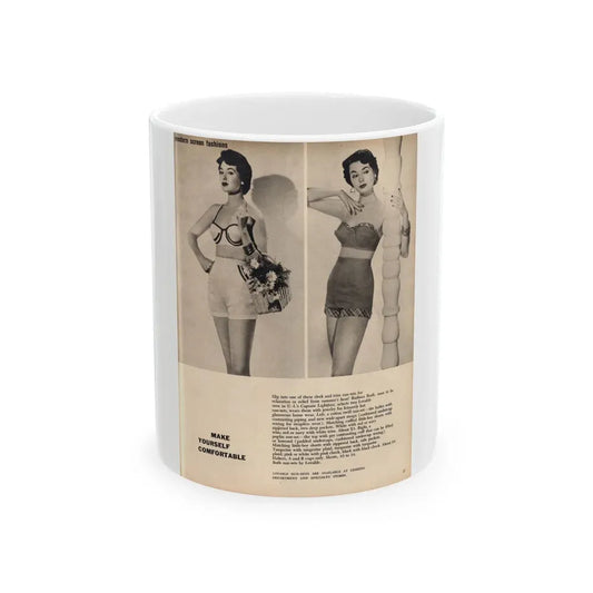 Barbara Rush #05 - 2 B&W Photos & Short Article from Modern Screen Mag. July '55_1 (Vintage Female Icon) White Coffee Mug 11oz - Go Mug Yourself