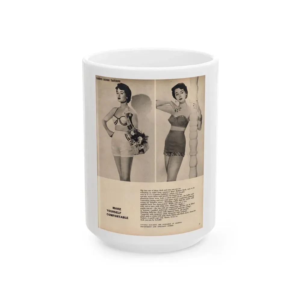Barbara Rush #05 - 2 B&W Photos & Short Article from Modern Screen Mag. July '55_1 (Vintage Female Icon) White Coffee Mug 15oz - Go Mug Yourself