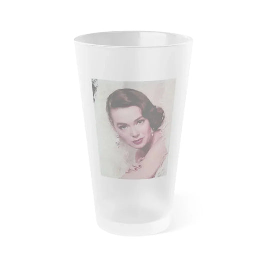 Barbara Rush #06 - 8x10 Color Head & Shoulder Glamour Photo from 50's (Vintage Female Icon) Frosted Pint Glass 16oz 16oz Frosted - Go Mug Yourself