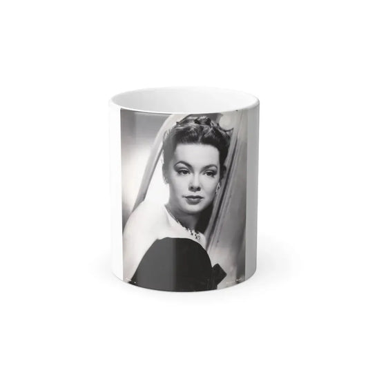 Barbara Rush #24 - Vintage 7x9 B&W Head & Shoulder Upper Body Glamour Photo from 2-19-59 (Vintage Female Icon) Color Changing Coffee Mug 11oz - Go Mug Yourself
