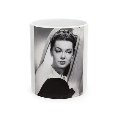 Barbara Rush #24 - Vintage 7x9 B&W Head & Shoulder Upper Body Glamour Photo from 2-19-59 (Vintage Female Icon) White Coffee Mug 11oz - Go Mug Yourself