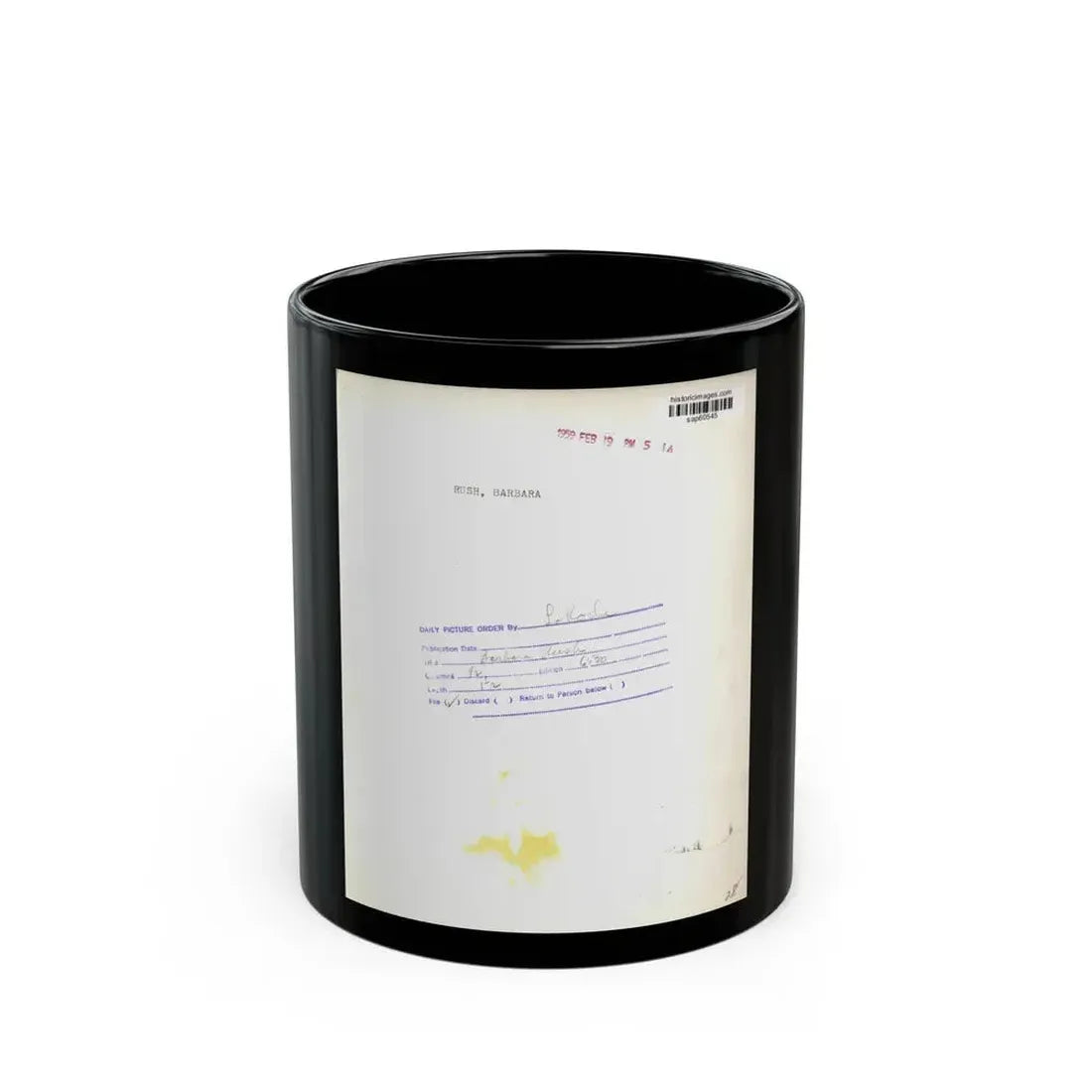 Barbara Rush #24 - Vintage 7x9 B&W Head & Shoulder Upper Body Glamour Photo from 2-19-59_1 (Vintage Female Icon) Black Coffee Mug 11oz - Go Mug Yourself