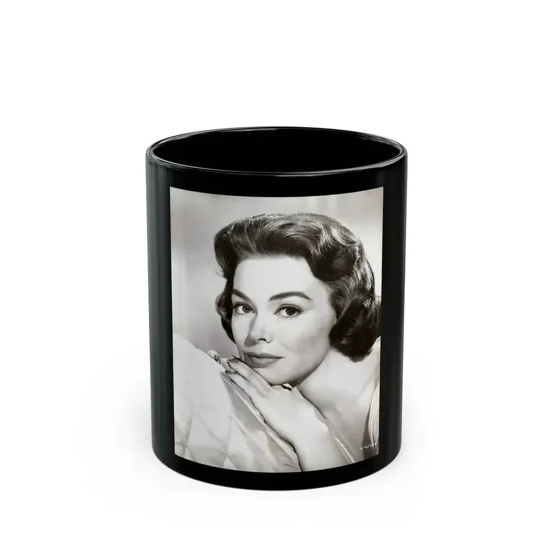 Barbara Rush #254 - Vintage B&W Glamour Portrait Photo from 1959 (Vintage Female Icon) Black Coffee Mug 11oz - Go Mug Yourself