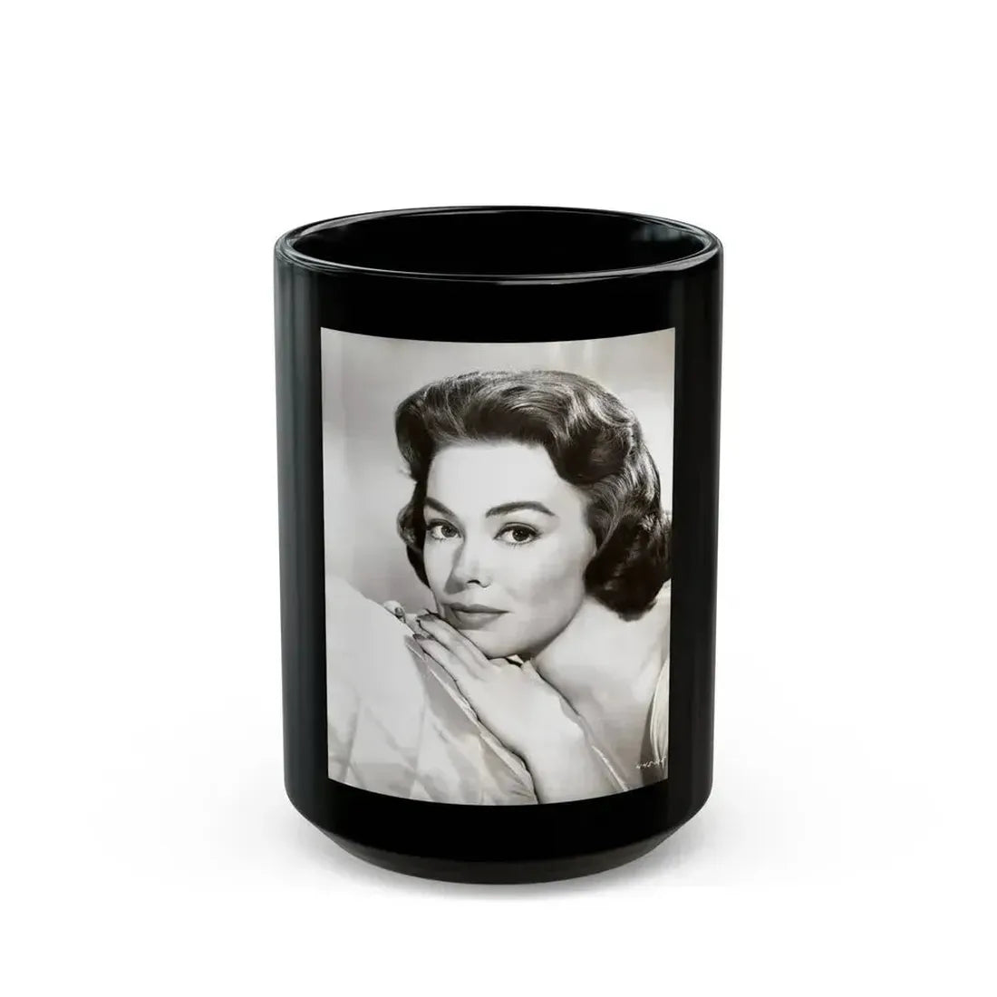 Barbara Rush #254 - Vintage B&W Glamour Portrait Photo from 1959 (Vintage Female Icon) Black Coffee Mug 15oz - Go Mug Yourself