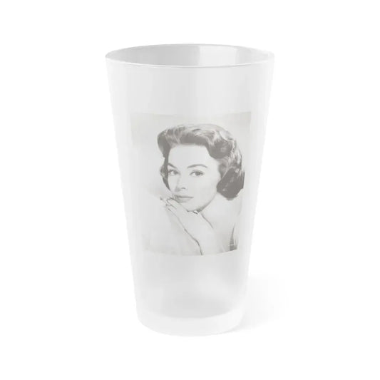 Barbara Rush #254 - Vintage B&W Glamour Portrait Photo from 1959 (Vintage Female Icon) Frosted Pint Glass 16oz 16oz Frosted - Go Mug Yourself