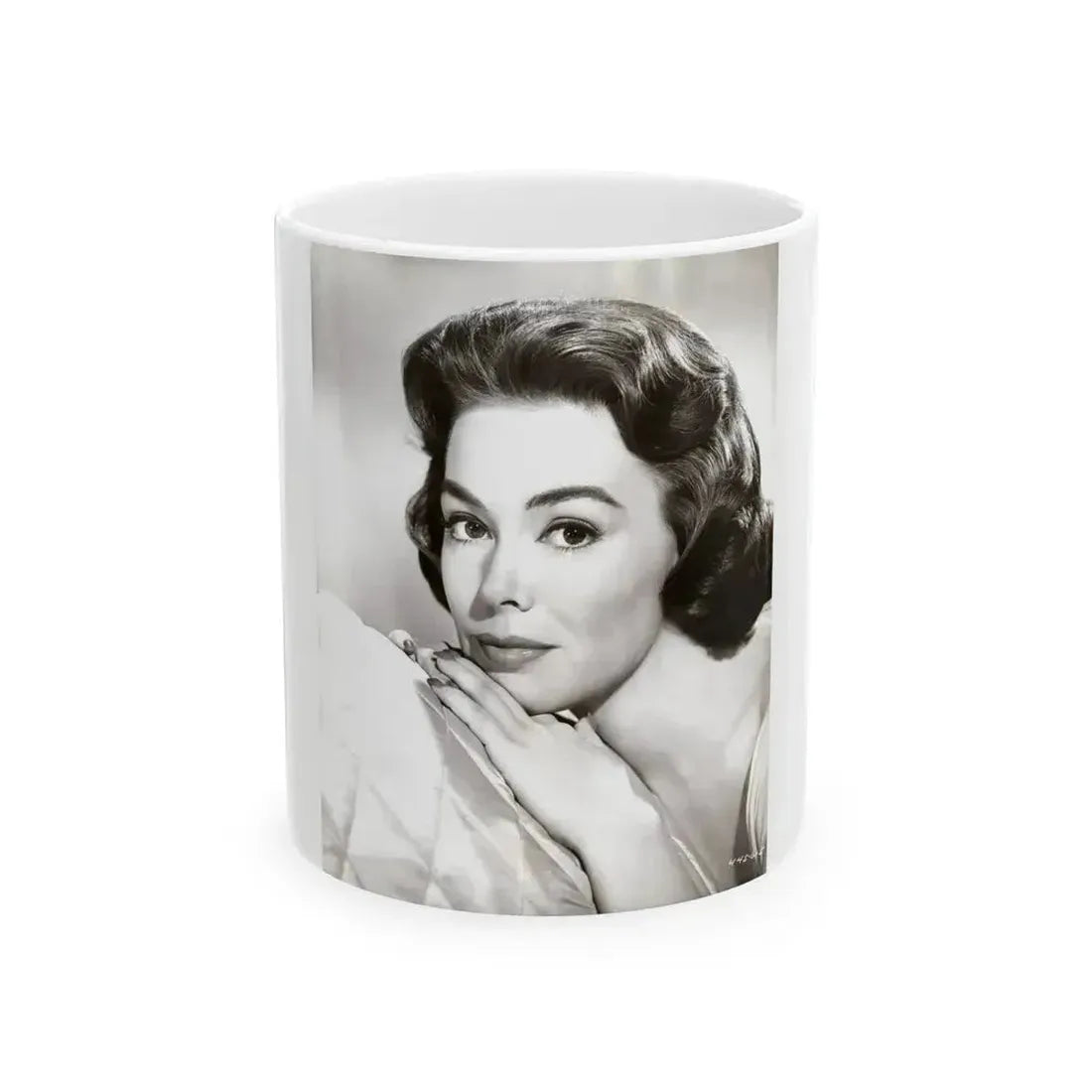 Barbara Rush #254 - Vintage B&W Glamour Portrait Photo from 1959 (Vintage Female Icon) White Coffee Mug 11oz - Go Mug Yourself
