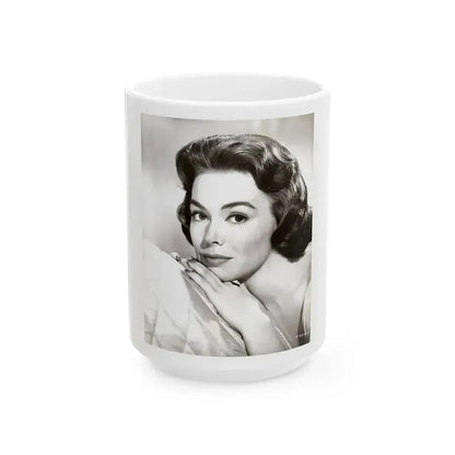 Barbara Rush #254 - Vintage B&W Glamour Portrait Photo from 1959 (Vintage Female Icon) White Coffee Mug 15oz - Go Mug Yourself