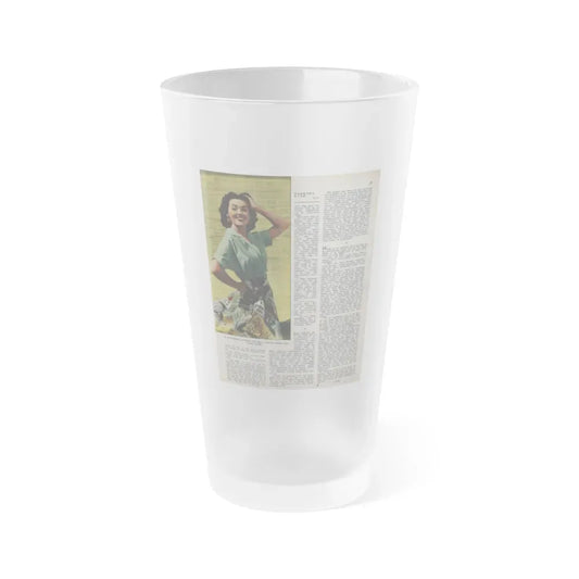 Barbara Rush #275 - B&W Colorized Glamour Photo & Article on Page 21 from Piccolo Dutch Movie Star Mag. 11-8-1953 (Vintage Female Icon) Frosted Pint Glass 16oz 16oz Frosted - Go Mug Yourself