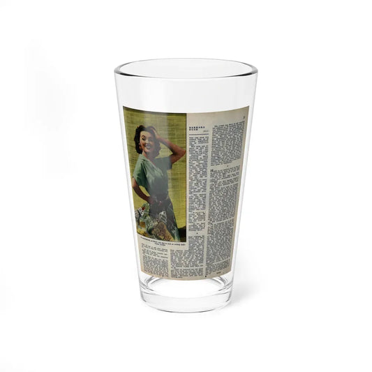 Barbara Rush #275 - B&W Colorized Glamour Photo & Article on Page 21 from Piccolo Dutch Movie Star Mag. 11-8-1953 (Vintage Female Icon) Pint Glass 16oz 16oz - Go Mug Yourself