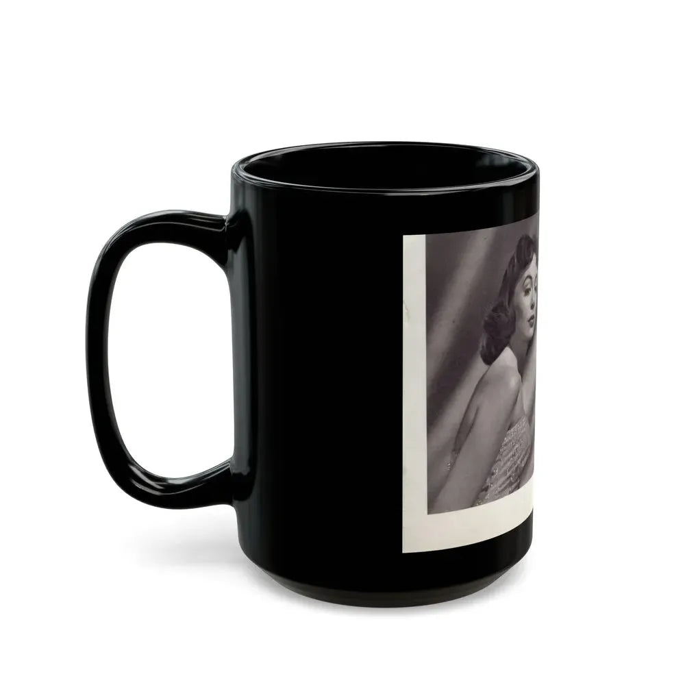 Barbara Rush #278 - 5.25x7.25 B&W Magazine Page Clipping Glamour Photo & Caption (Vintage Female Icon) Black Coffee Mug - Go Mug Yourself
