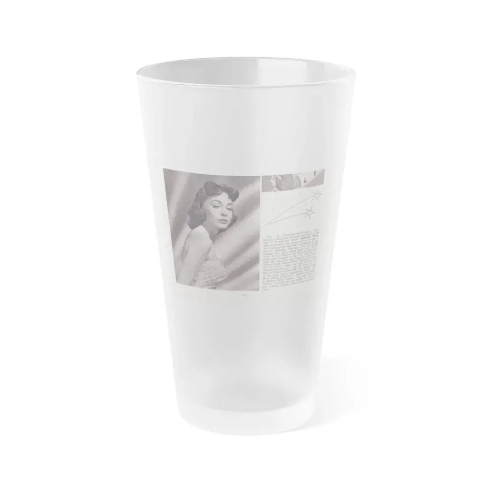 Barbara Rush #278 - 5.25x7.25 B&W Magazine Page Clipping Glamour Photo & Caption (Vintage Female Icon) Frosted Pint Glass 16oz 16oz Frosted - Go Mug Yourself