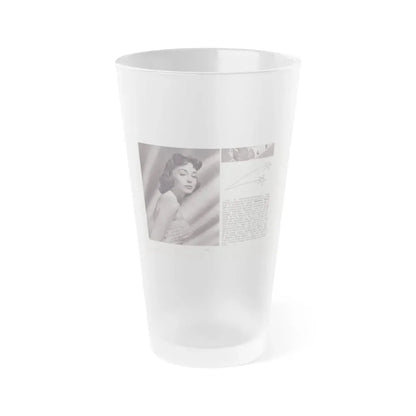 Barbara Rush #278 - 5.25x7.25 B&W Magazine Page Clipping Glamour Photo & Caption (Vintage Female Icon) Frosted Pint Glass 16oz 16oz Frosted - Go Mug Yourself