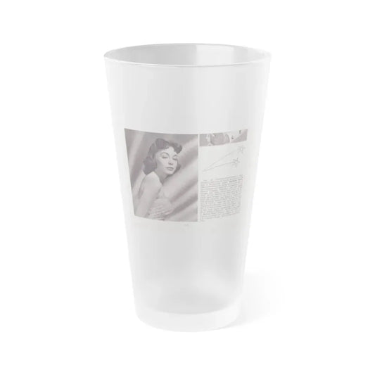 Barbara Rush #278 - 5.25x7.25 B&W Magazine Page Clipping Glamour Photo & Caption (Vintage Female Icon) Frosted Pint Glass 16oz 16oz Frosted - Go Mug Yourself
