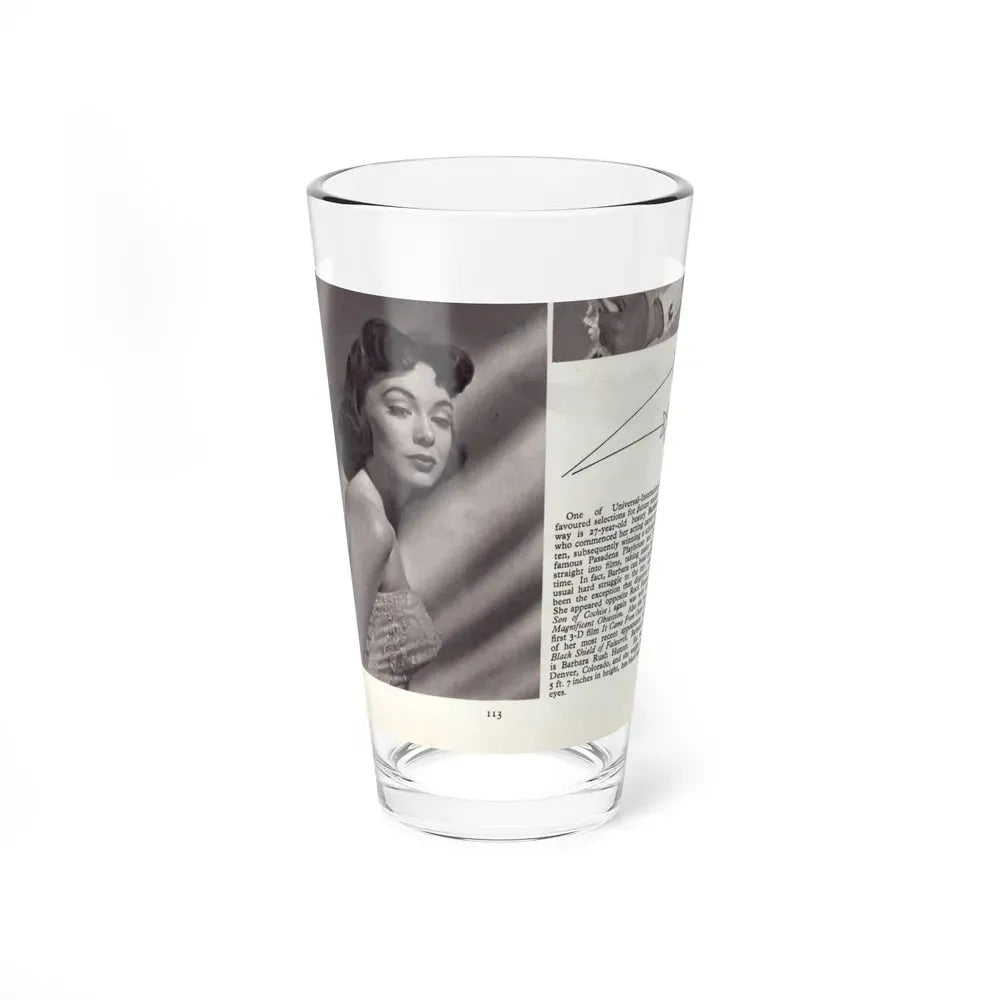 Barbara Rush #278 - 5.25x7.25 B&W Magazine Page Clipping Glamour Photo & Caption (Vintage Female Icon) Pint Glass 16oz 16oz - Go Mug Yourself