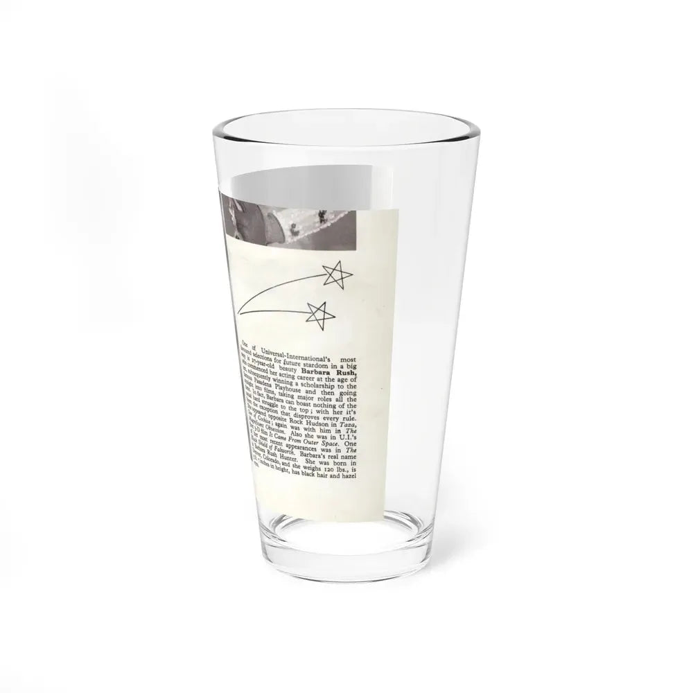 Barbara Rush #278 - 5.25x7.25 B&W Magazine Page Clipping Glamour Photo & Caption (Vintage Female Icon) Pint Glass 16oz - Go Mug Yourself