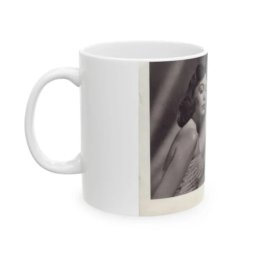 Barbara Rush #278 - 5.25x7.25 B&W Magazine Page Clipping Glamour Photo & Caption (Vintage Female Icon) White Coffee Mug - Go Mug Yourself