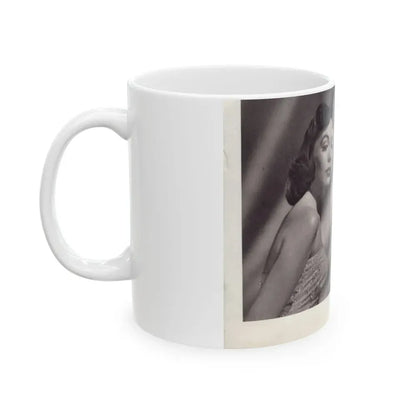 Barbara Rush #278 - 5.25x7.25 B&W Magazine Page Clipping Glamour Photo & Caption (Vintage Female Icon) White Coffee Mug - Go Mug Yourself