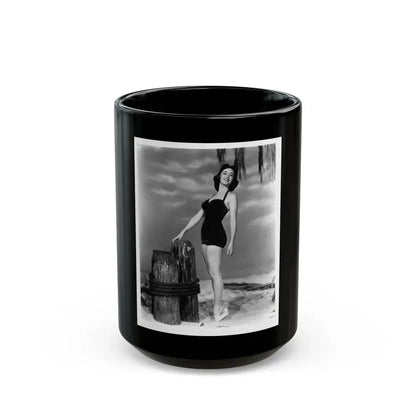 Barbara Rush #37 - 8x10 B&W Full Body 1-Piece Swimsuit Cheesecake Photo (Vintage Female Icon) Black Coffee Mug 15oz - Go Mug Yourself