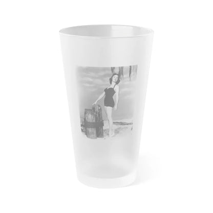 Barbara Rush #37 - 8x10 B&W Full Body 1-Piece Swimsuit Cheesecake Photo (Vintage Female Icon) Frosted Pint Glass 16oz-16oz-Frosted-Go Mug Yourself