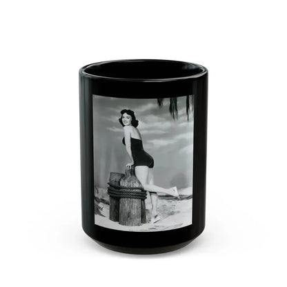 Barbara Rush #38 - 8x10 B&W Full Body 1-Piece Swimsuit Cheesecake Photo (Vintage Female Icon) Black Coffee Mug 15oz - Go Mug Yourself