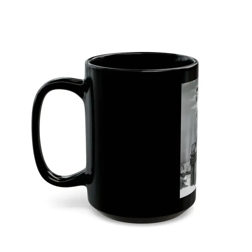 Barbara Rush #38 - 8x10 B&W Full Body 1-Piece Swimsuit Cheesecake Photo (Vintage Female Icon) Black Coffee Mug - Go Mug Yourself