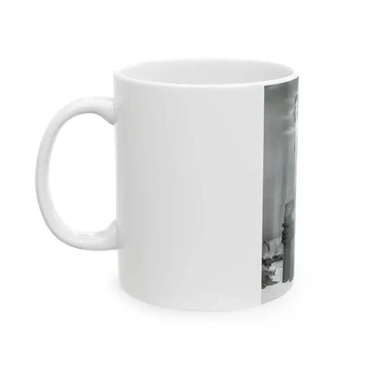 Barbara Rush #38 - 8x10 B&W Full Body 1-Piece Swimsuit Cheesecake Photo (Vintage Female Icon) White Coffee Mug - Go Mug Yourself