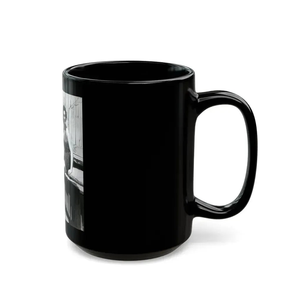 Barbara Rush #39 - 8x10 Vintage Full Body B&W Pin-Up Photo in Shorts from 1955 (Vintage Female Icon) Black Coffee Mug - Go Mug Yourself