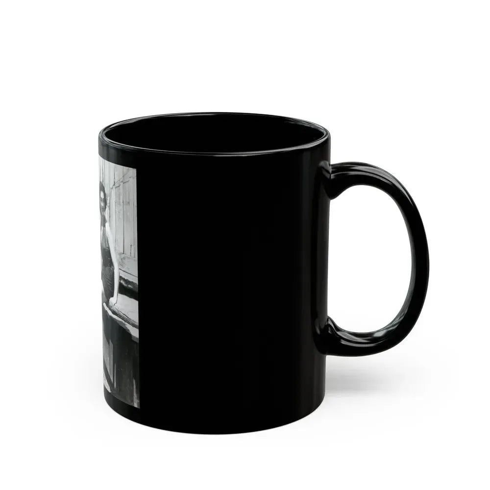 Barbara Rush #39 - 8x10 Vintage Full Body B&W Pin-Up Photo in Shorts from 1955 (Vintage Female Icon) Black Coffee Mug - Go Mug Yourself