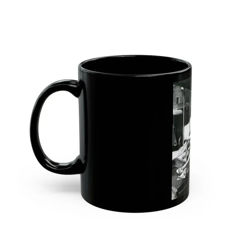 Barbara Rush #39 - 8x10 Vintage Full Body B&W Pin-Up Photo in Shorts from 1955 (Vintage Female Icon) Black Coffee Mug - Go Mug Yourself