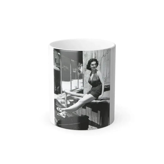 Barbara Rush #39 - 8x10 Vintage Full Body B&W Pin-Up Photo in Shorts from 1955 (Vintage Female Icon) Color Changing Mug 11oz 11oz - Go Mug Yourself