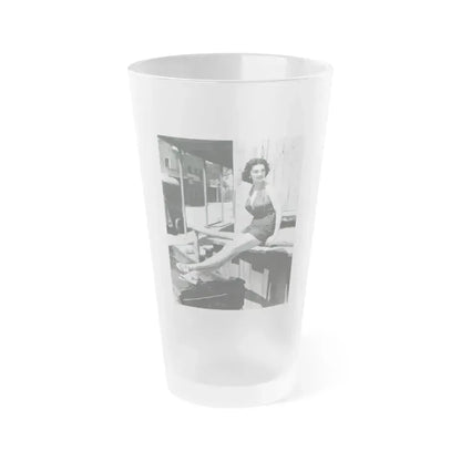 Barbara Rush #39 - 8x10 Vintage Full Body B&W Pin-Up Photo in Shorts from 1955 (Vintage Female Icon) Frosted Pint Glass 16oz 16oz Frosted - Go Mug Yourself